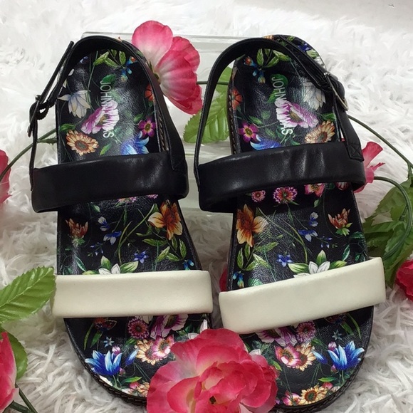 Johnny Was leather double band floral sandals 10